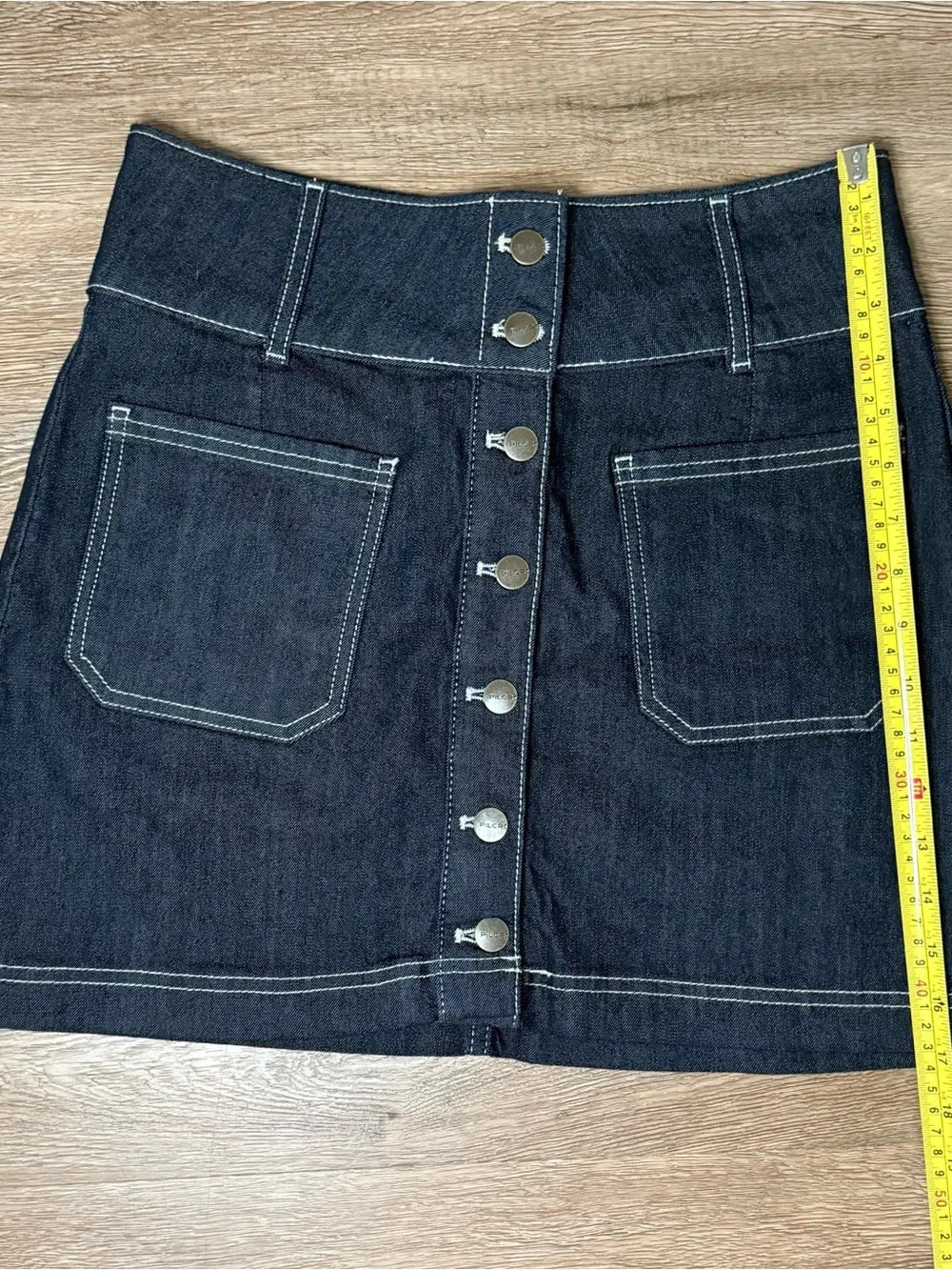 Pilcro Dark Blue Denim Button-Front Mini Skirt